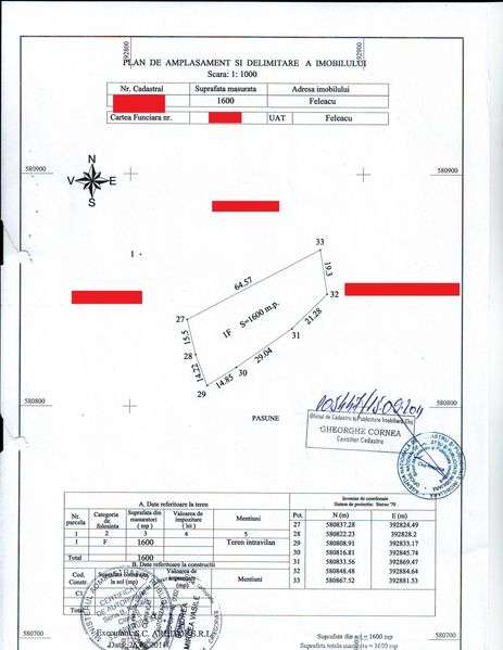 Vand/schimb 4000mp intravilan Feleacu cadastru+CU; super panorama Cluj - Imagine principală: 5/6