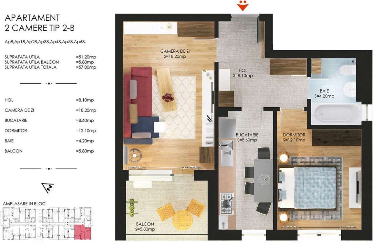 Apartament 2 camere decomandat, Cartierul Solar, parc Tudor Arghezi - Imagine principală: 4/19