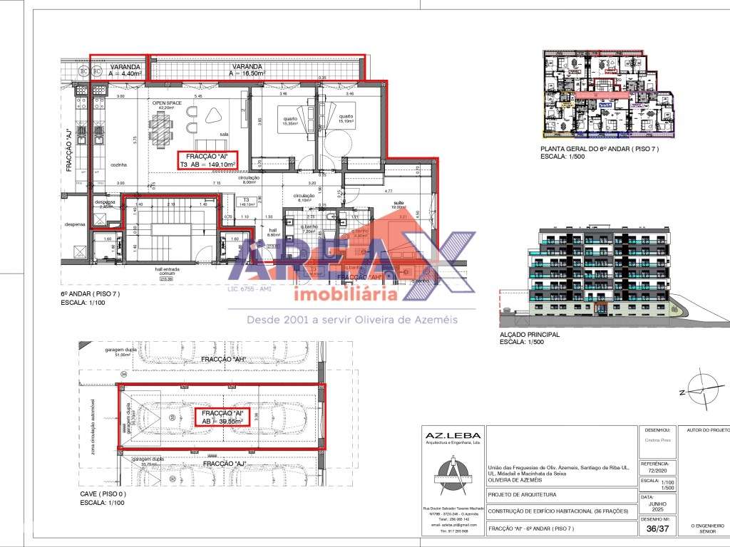 FRAÇÃO AI - 6º andar - T3 - garagem fechada - Grande imagem: 2/17