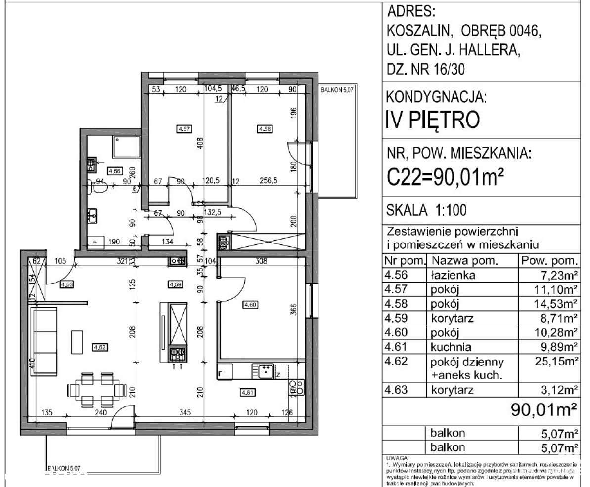 Nowe mieszkanie 4 pokoje + dwa balkony, winda w bu-1