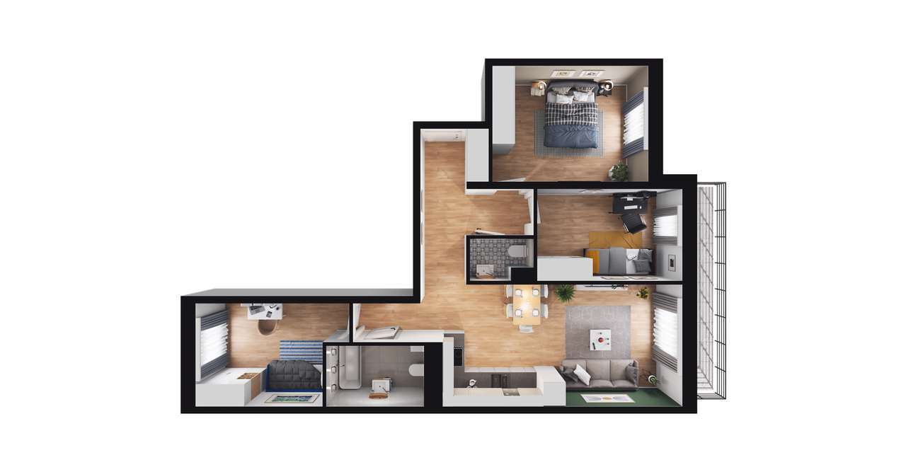 4-pokojowe mieszkanie 70m2 + balkon - Pełny obrazek: 2/6