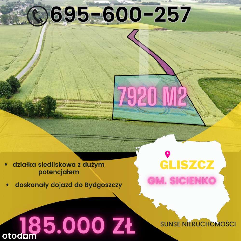 Duża działka siedliskowa w Gliszczu z potencjałem