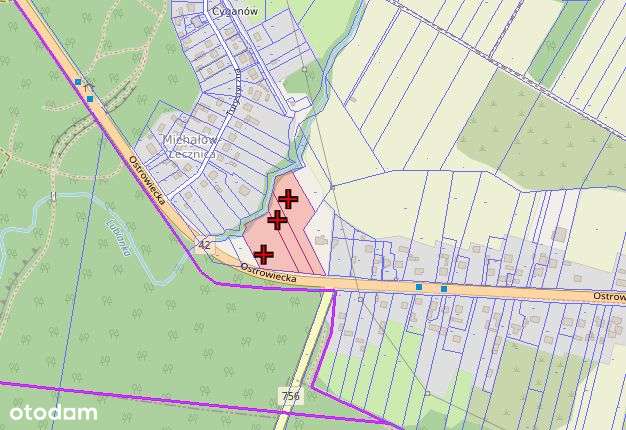 Działka na skrzyżowaniu dróg - krajowej 42-3