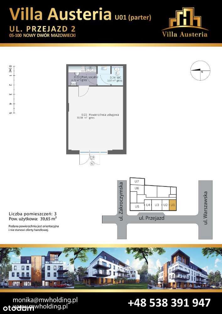 Lokal usługowy U01 SPRZEDAŻ LUB WYNAJEM ul. Przejazd 2 -39,65m2 - Pełny obrazek: 2/10