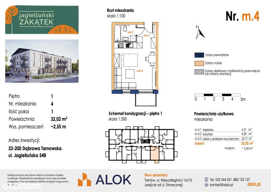 Kawalerka w stanie deweloperskim | Dąbrowa Tarnowska | 32m²-5