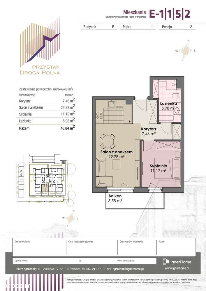 Mieszkanie 2 pok.+ miejsce w garażu - Pełny obrazek: 2/7