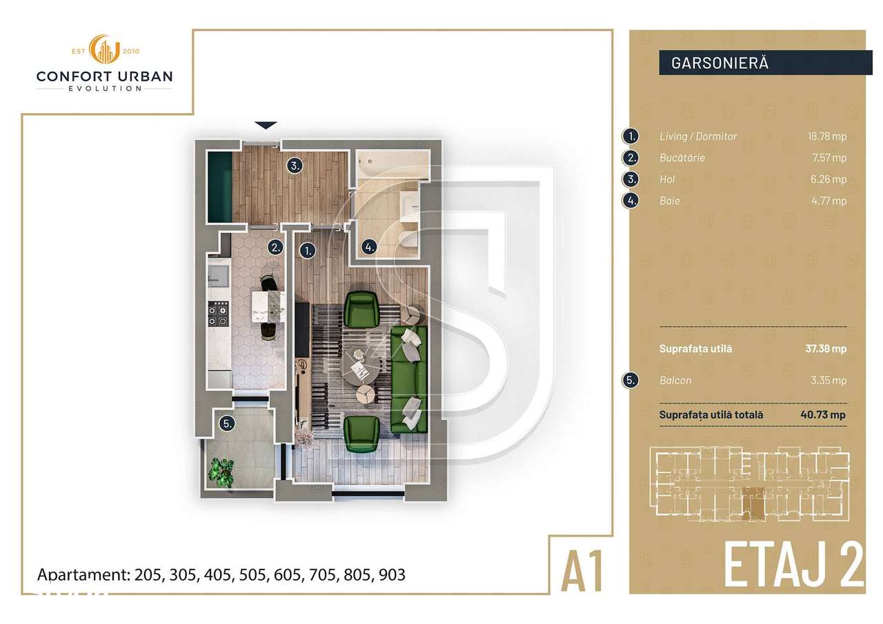 Apartament modern cu o camera, Sectorul 5, Confort Urban Evolution