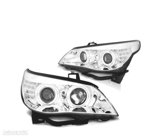 FARÓIS ANGEL EYES LED CCFL PARA BMW E60 E61 03-07 CROMADO - 2