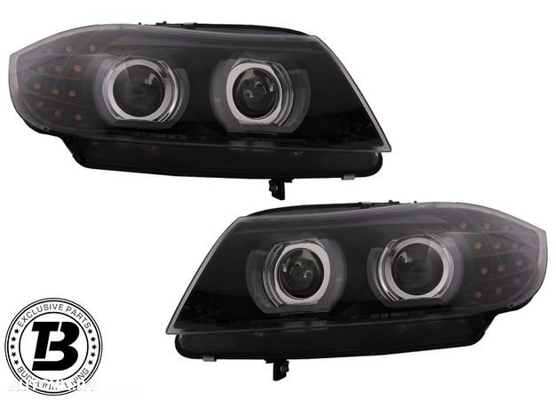 Faruri 3D LED Angel Eyes compatibile cu BMW Seria 3 E90 E91 AFS - 6