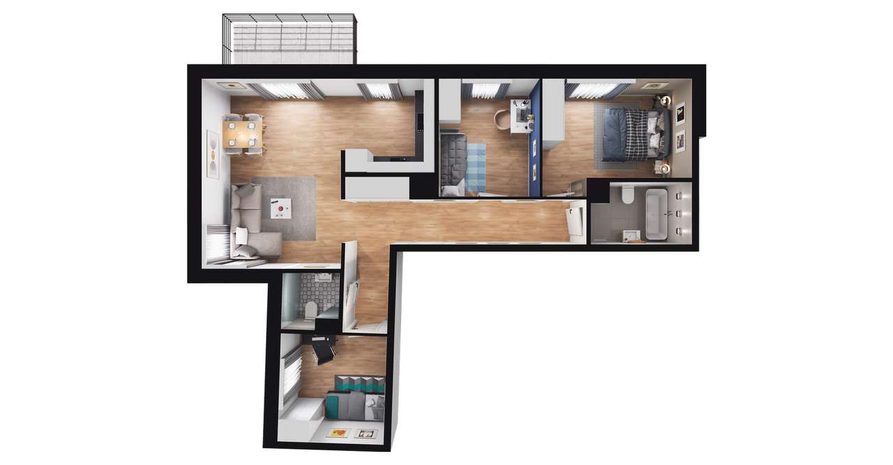 4-pokojowe mieszkanie 74m2 + balkon - Pełny obrazek: 3/6