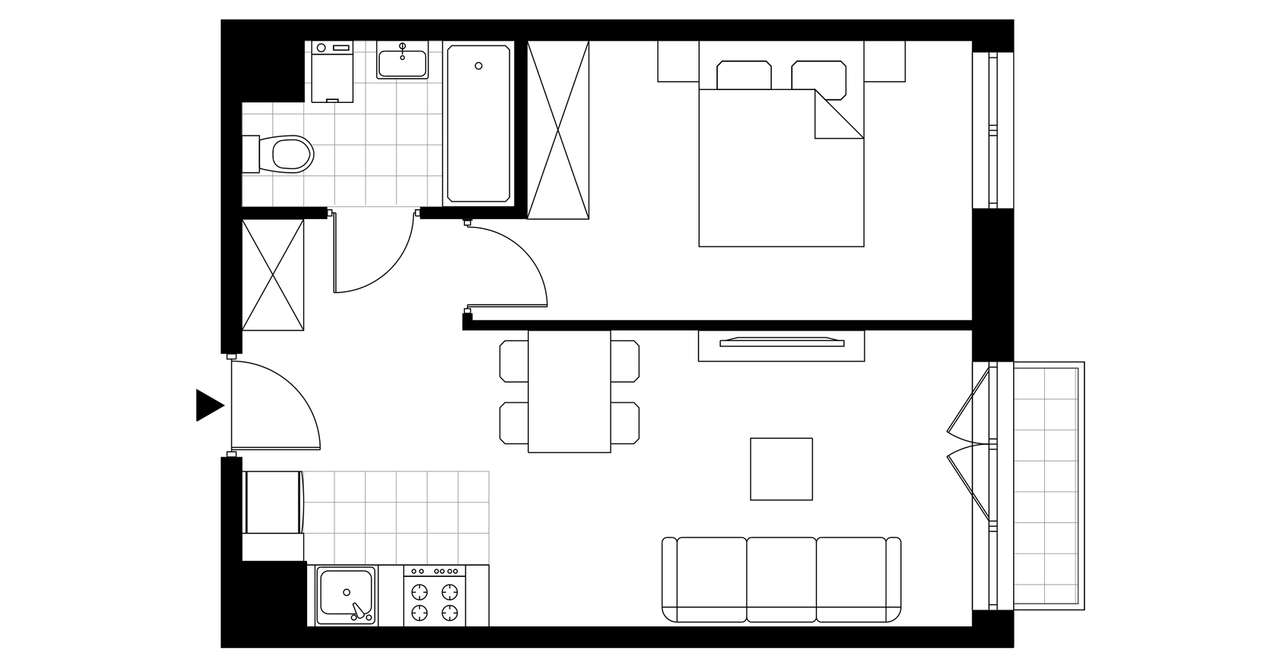 2-pokojowe mieszkanie 38m2 + balkon - Pełny obrazek: 3/8