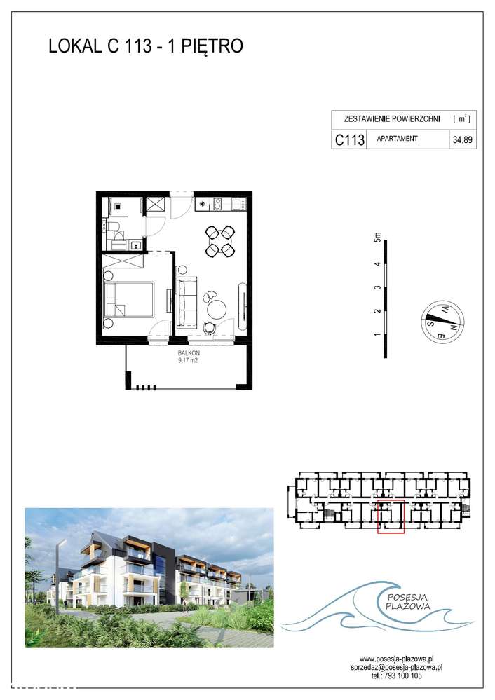 Posesja Plażowa | apartament 2-pok. | C113 - Pełny obrazek: 2/8