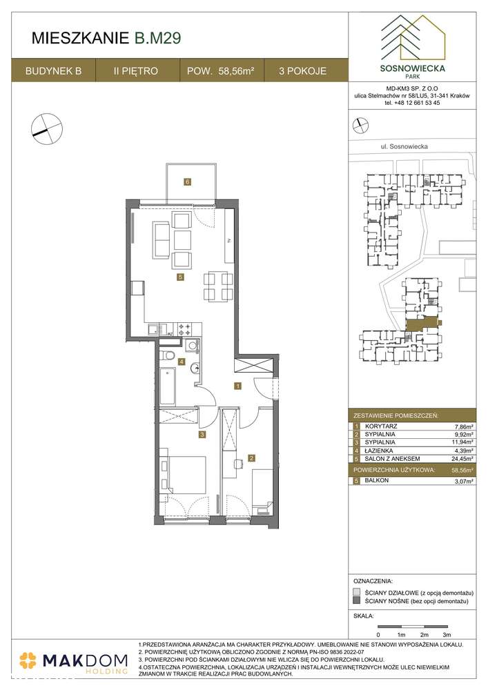 3-pokojowe mieszkanie 58m2 + balkon Bezpośrednio - Pełny obrazek: 2/7