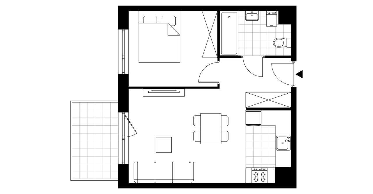 2-pokojowe mieszkanie 41m2 + balkon - Pełny obrazek: 3/8
