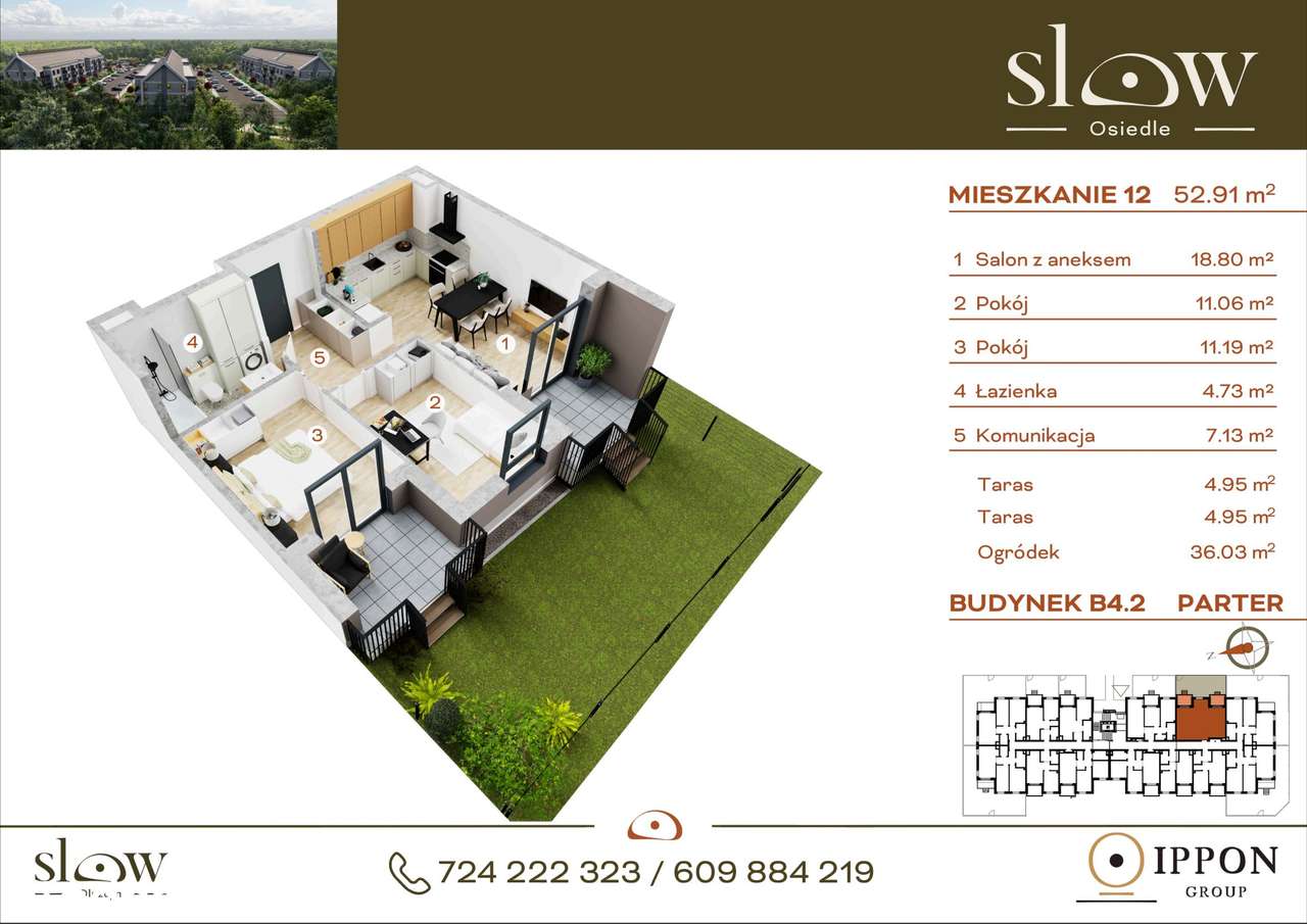 Osiedle Slow | mieszkanie 3-pok. z dużym ogródkiem | B4_2_12 - Pełny obrazek: 3/11