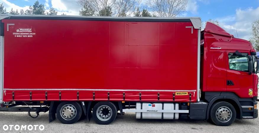 Scania R410 HIGHLINE 6x2 JUMBO OŚ PODNOSZONA AUTOMAT RETARDER STANDKLIMA FIRANKA DŁ:7.80m + PRZYCZEPA TANDEM WIELTON FIRANKA DŁ:7.80m NOWE PLANDEKI ZESTAW PRZEJAZDOWY EURO 6 2015 IGŁA - 19