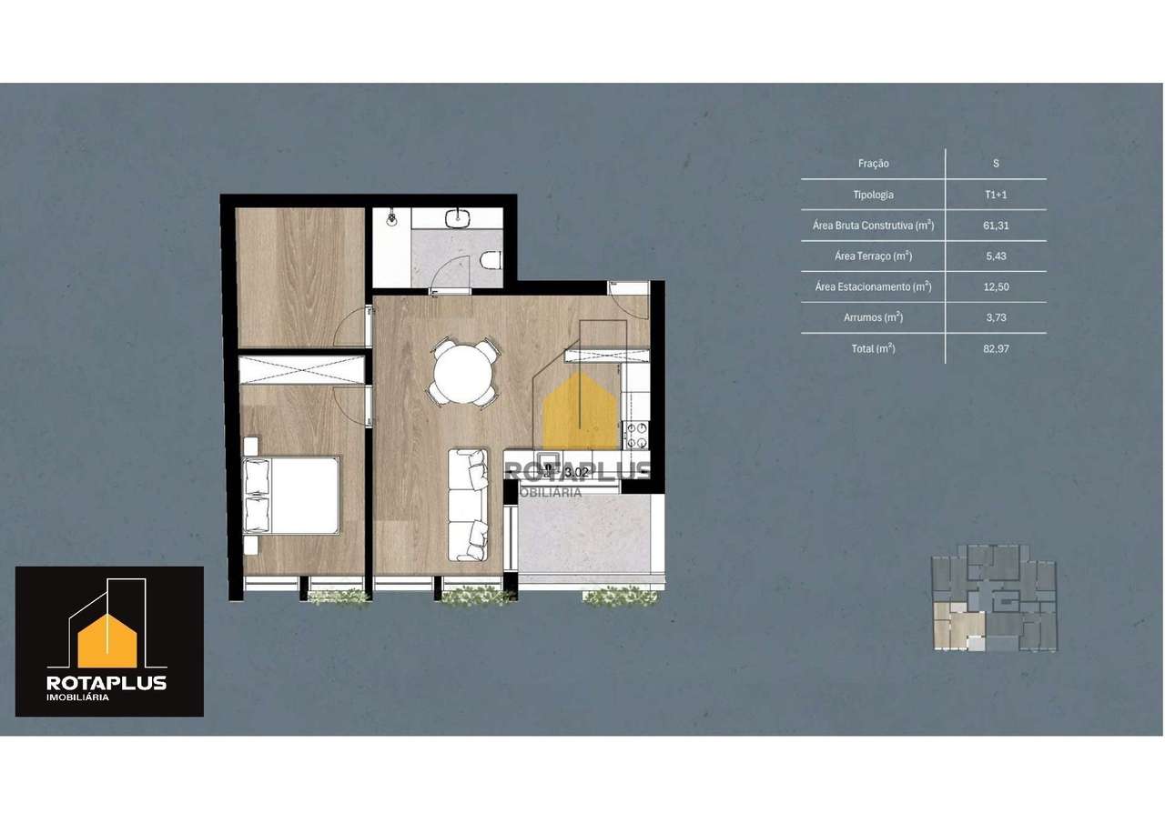 Apartamento T1+1 com terraço em Matosinhos-9