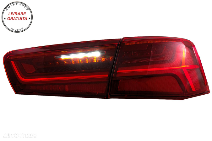 Stopuri Full LED Audi A6 4G C7 (2011-2014) Red Clear Facelift Design Semnalizare S- livrare gratuita - 10