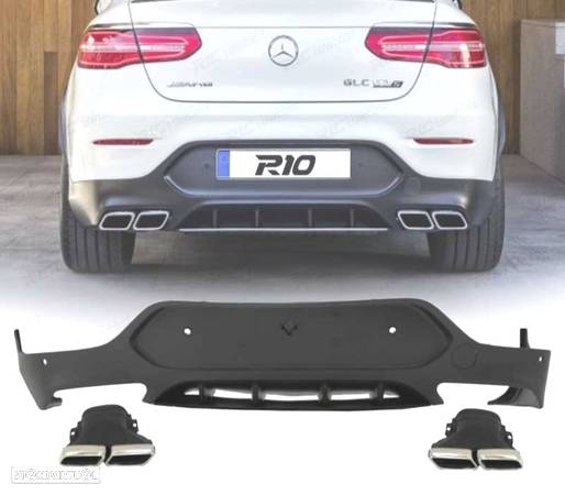 DIFUSOR TRASEIRO PARA MERCEDES CLASSE GLC X253 COUPÉ 15-19 +PONTEIRAS DE ESCAPE - 1