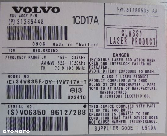 VOLVO V50 LIFT RADIO CZYTNIK PŁYT CD 31285448 - 3