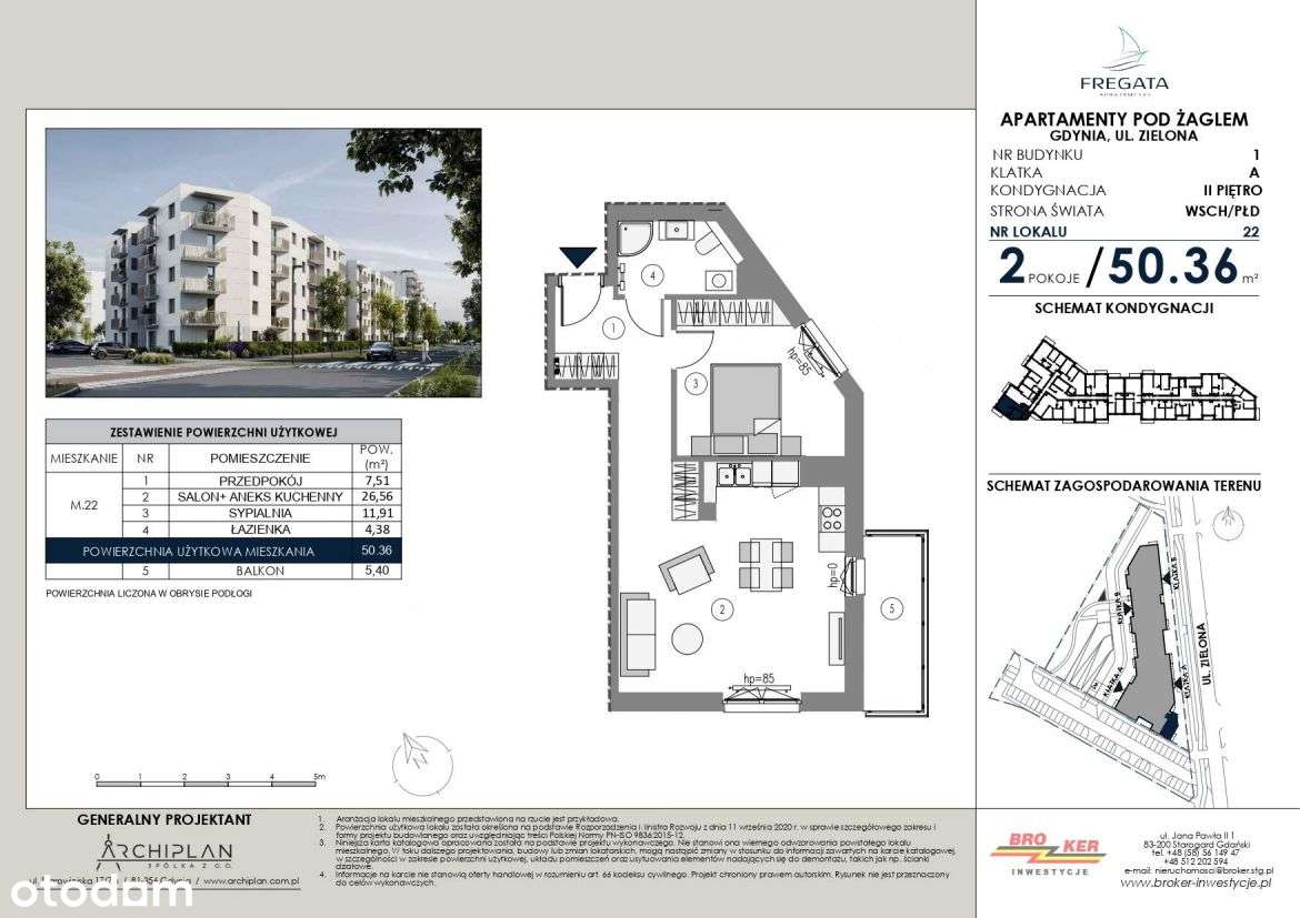 2-pokojowe mieszkanie 50m2 + balkon Bez Prowizji - Pełny obrazek: 2/5