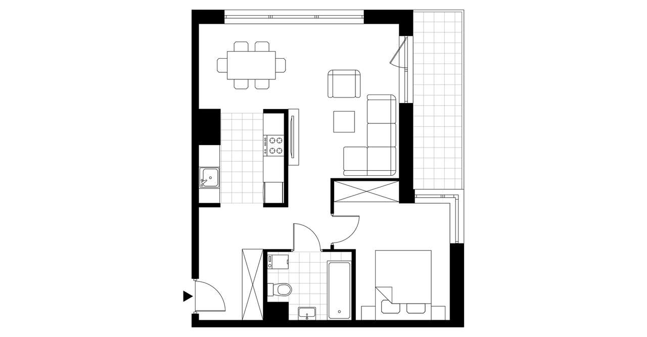 2-pokojowe mieszkanie 55m2 + loggia Bezpośrednio - Pełny obrazek: 3/7