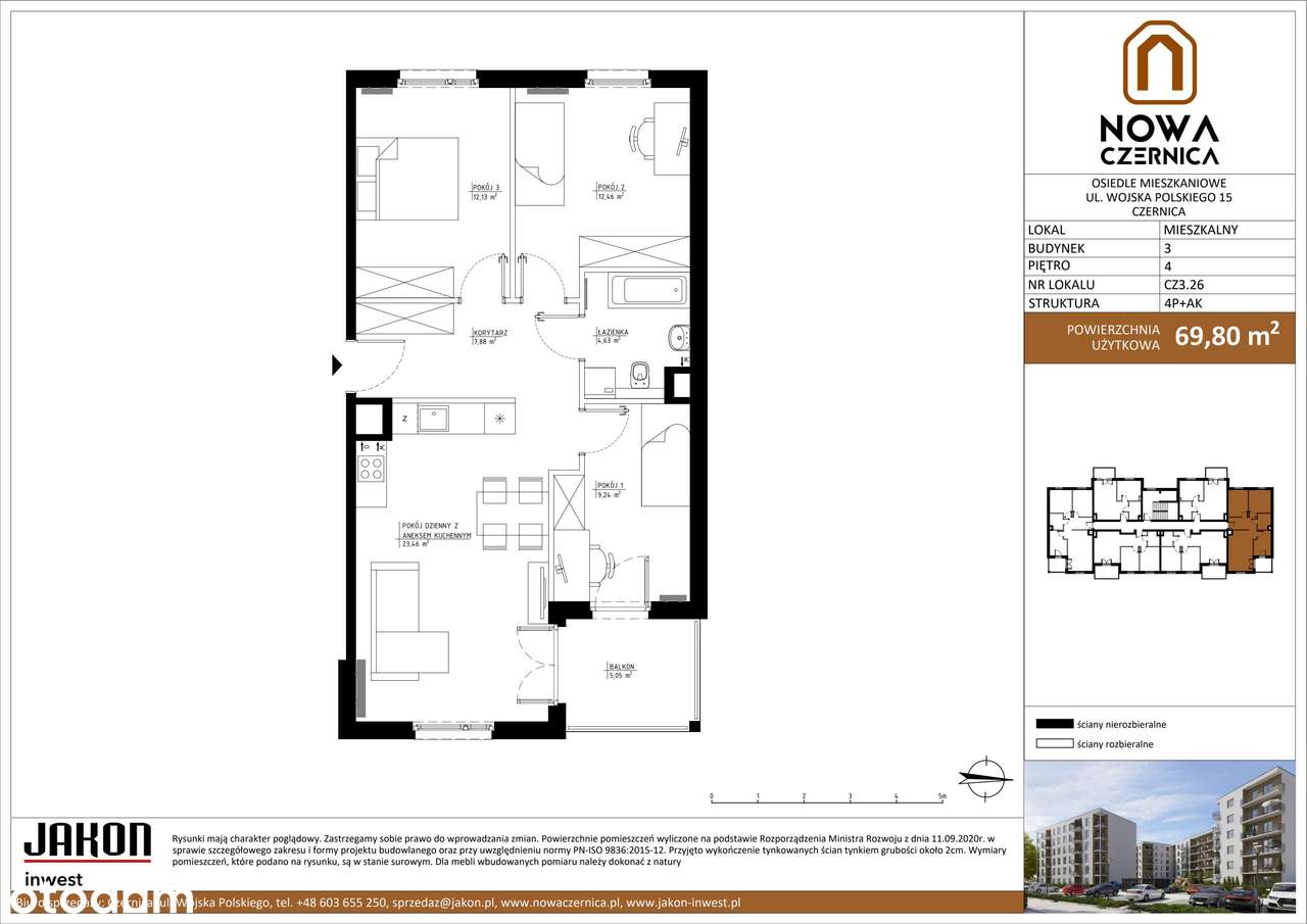 4-pokojowe mieszkanie 70m2 + balkon Bez Prowizji - Pełny obrazek: 2/7