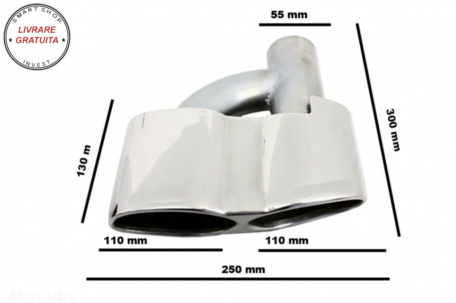 Bara Spate cu Ornamente de evacuare Mercedes S-Class W221 (2005-2011) S65 Design- livrare gratuita - 9