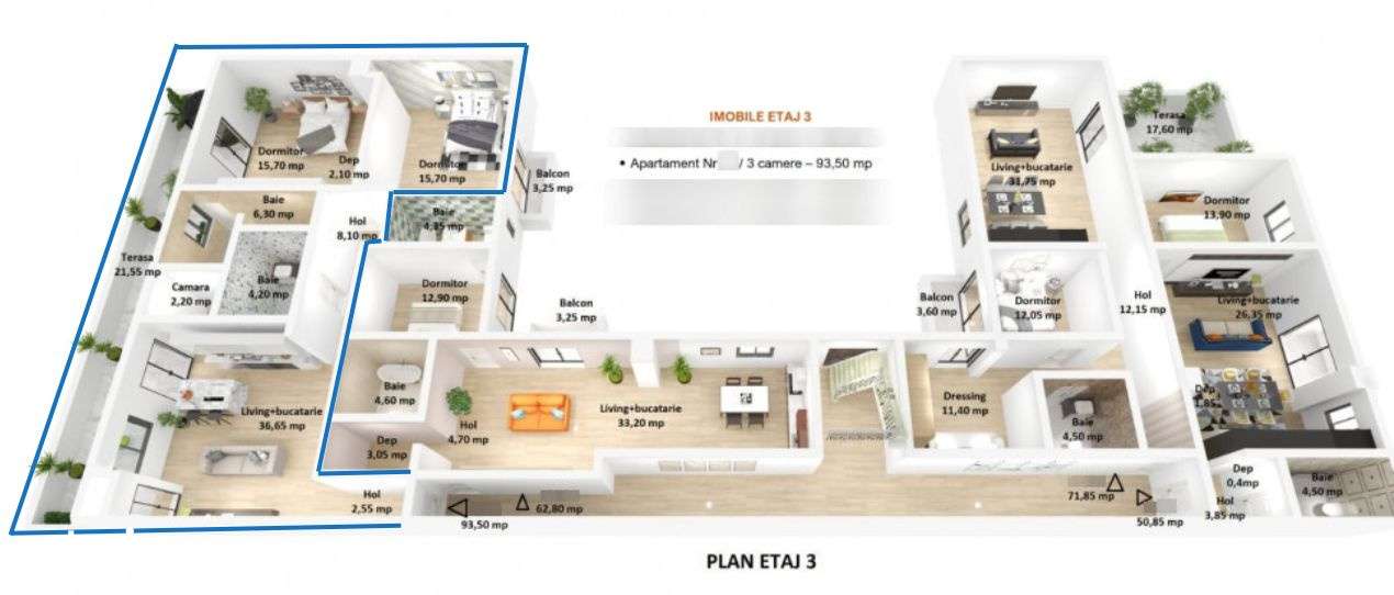 Ultimul apartament cu 3 camere | Bloc nou | 93mp | Garaj | Someseni! — fotografia 1
