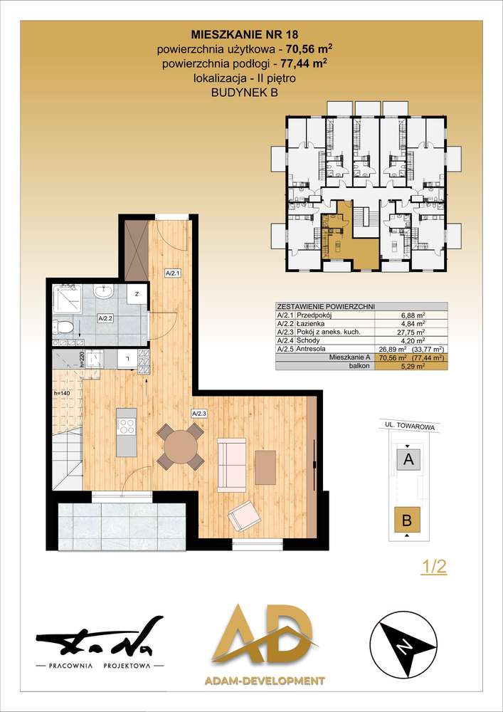 3-pokojowe mieszkanie 70m2 + balkon Bezpośrednio - Pełny obrazek: 3/13