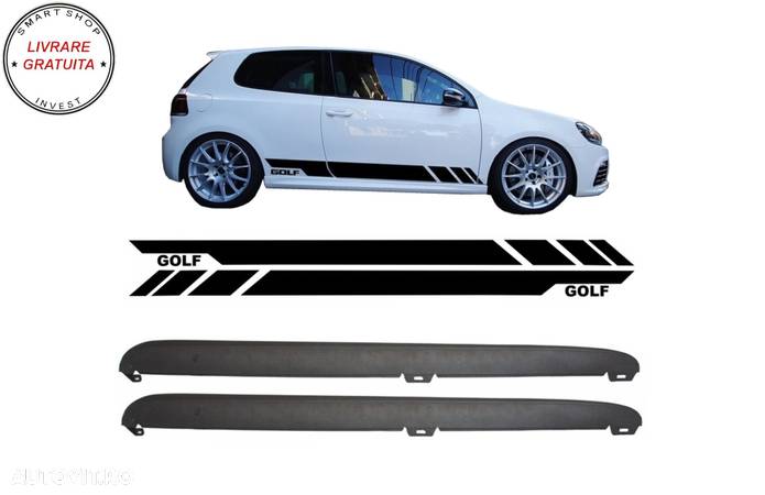 Praguri Laterale VW Golf VI Golf 6 (2008-2014) GTI Design cu Stickere Laterale Neg- livrare gratuita - 1