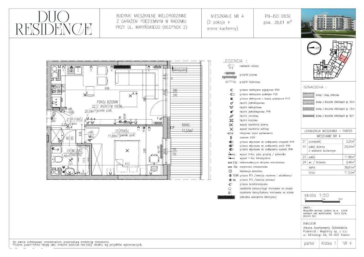 NOWA niższa cena Duo Residence - 38,61 m2 - 2 pokoje z tarasem 11,53m2 - Pełny obrazek: 2/7