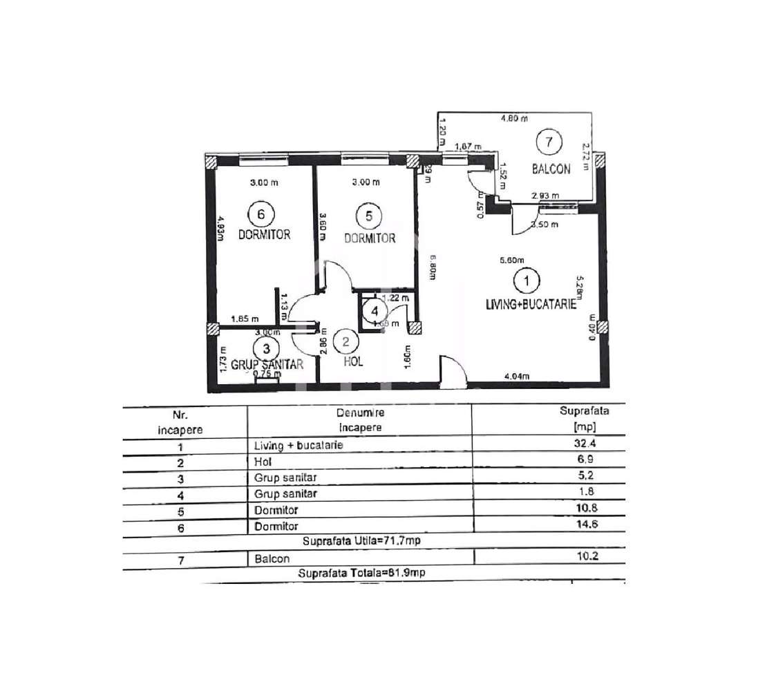 Apartament cu 3 camere, 72mp utili + balcon 10mp, bloc cu lift - Imagine principală: 3/11