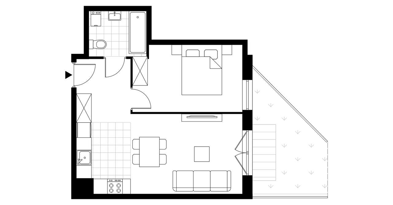 2-pokojowe mieszkanie 41m2 + ogródek - Pełny obrazek: 3/8