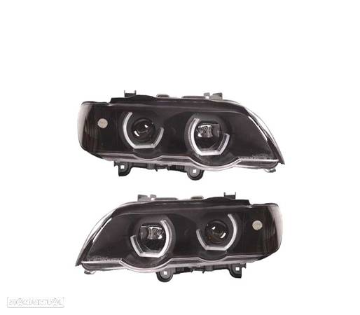 FAROIS ANGEL EYE 3D LED PARA BMW X5 99-03 FUNDO PRETO - 2