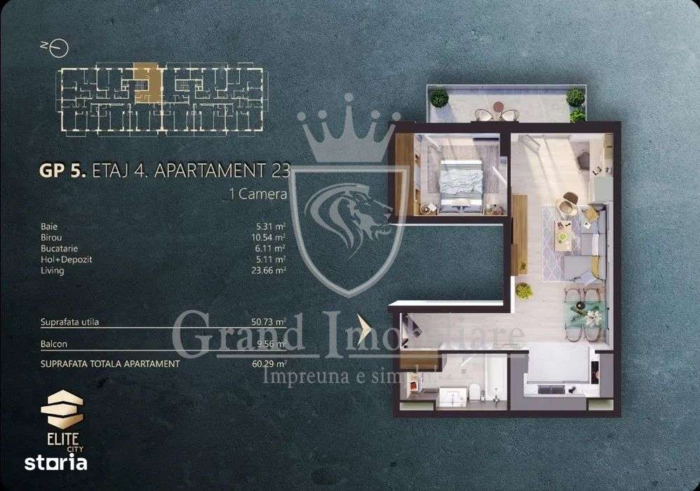 Apartament 2 camere (totul nou) 51 mp zona Marasti - Imagine principală: 5/5