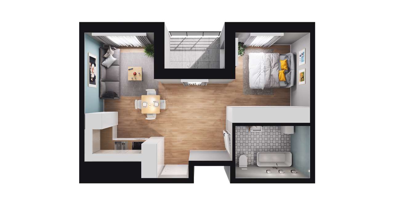 2-pokojowe mieszkanie 36m2 + balkon - Pełny obrazek: 2/8