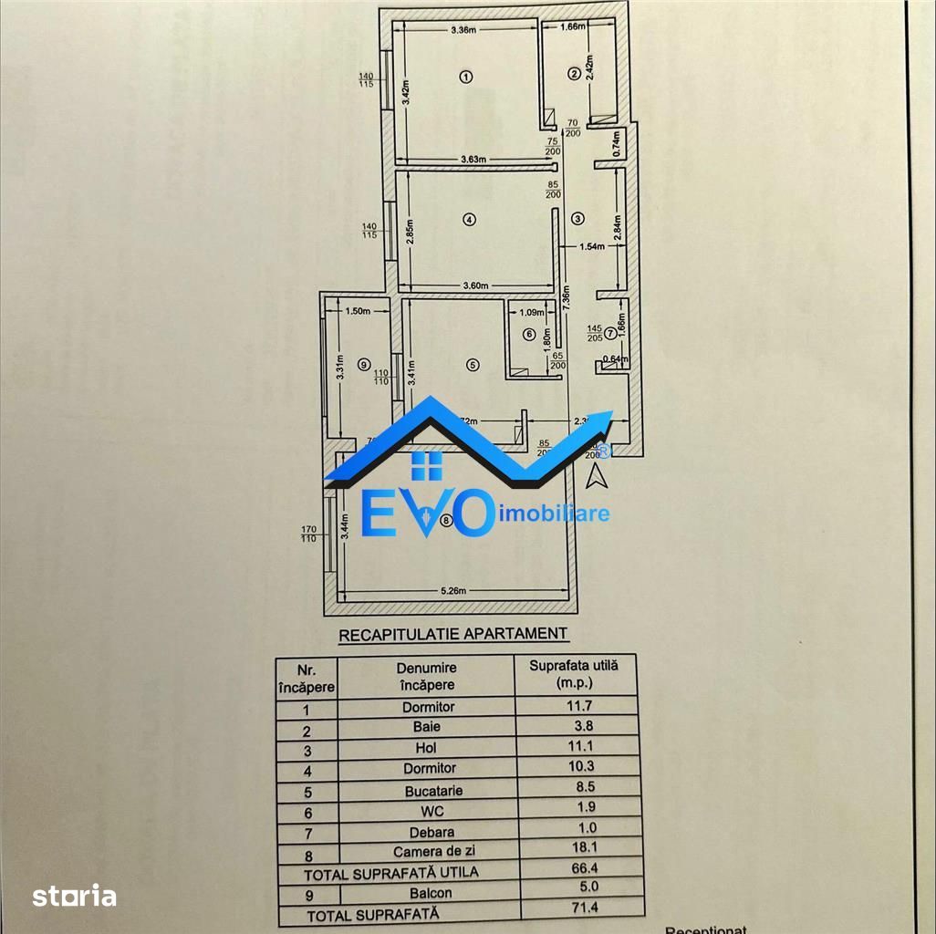 Apartament cu 3 Camere, 71.4MP, 2 BAI, Canta, Bloc 1981, De Vanzare