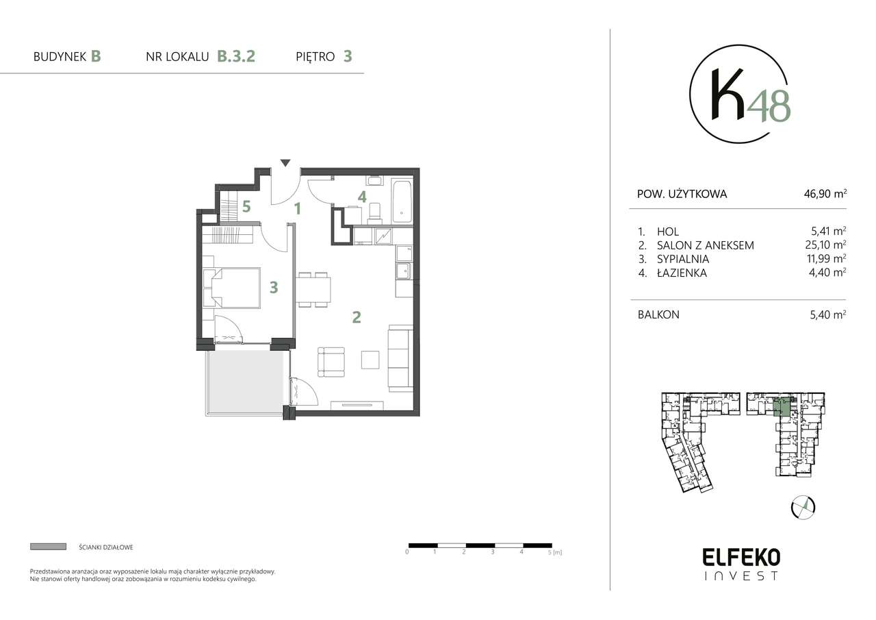 K48 - ustawne  2 pokojowe, balkon - Pełny obrazek: 2/6