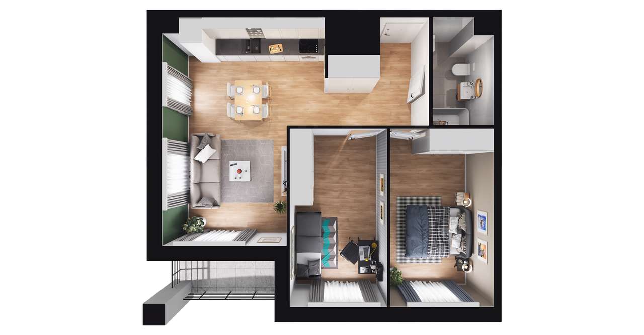 3-pokojowe mieszkanie 57m2 + balkon Bezpośrednio - Pełny obrazek: 2/8