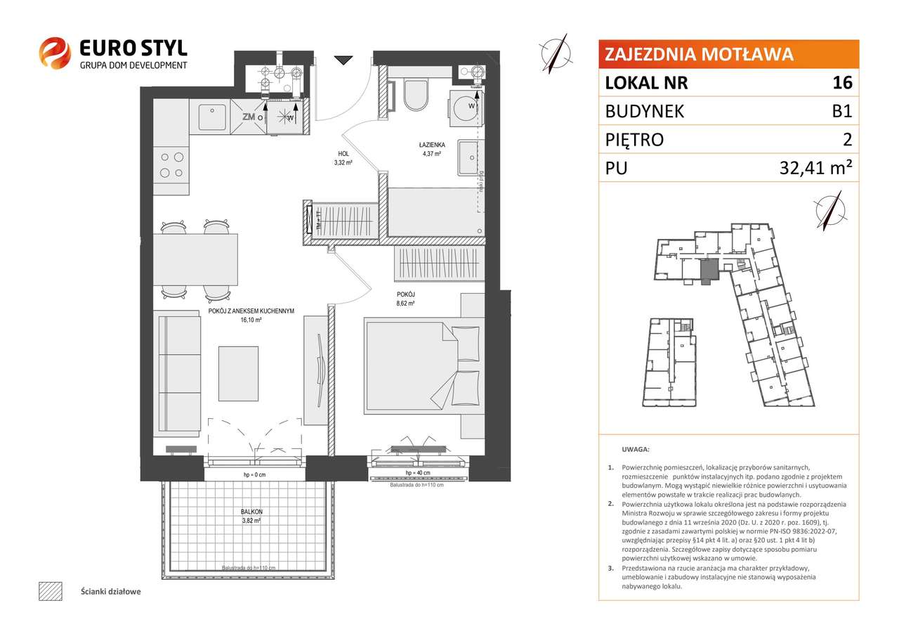 2-pokojowe mieszkanie 32m2 + balkon Bez Prowizji - Pełny obrazek: 2/7