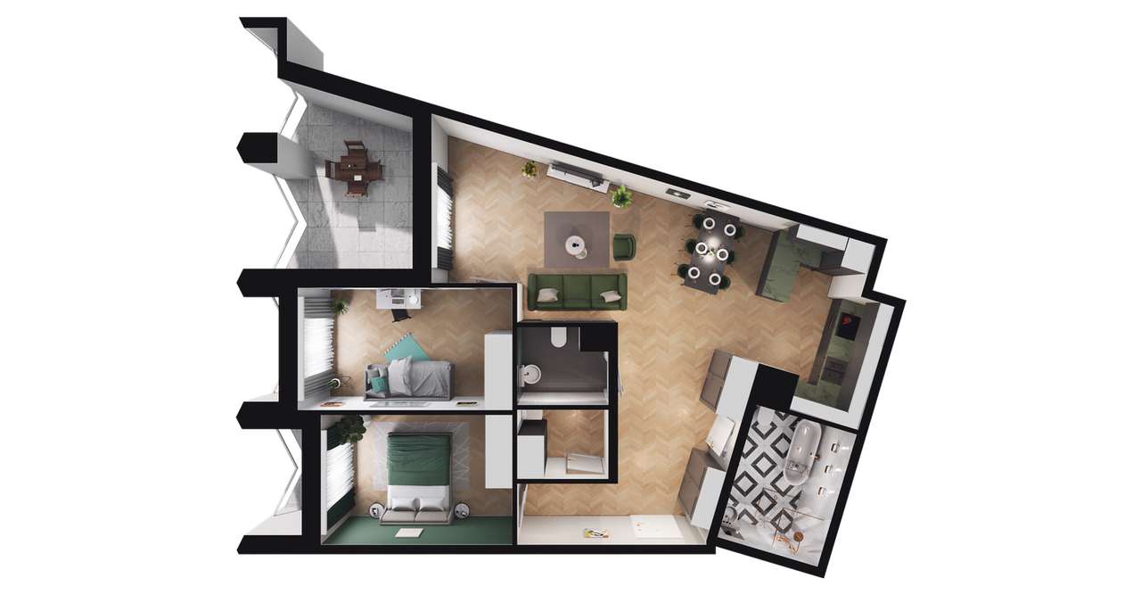 Bernardyńska 4 | mieszkanie 1-pok. | A/4/01 - Pełny obrazek: 3/9