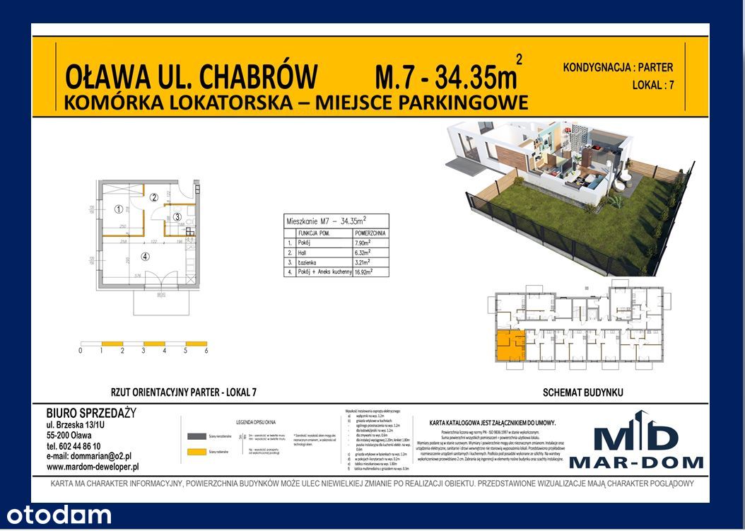 Oława mieszkanie z ogródkiem-parter-34,35m2CHABRÓW