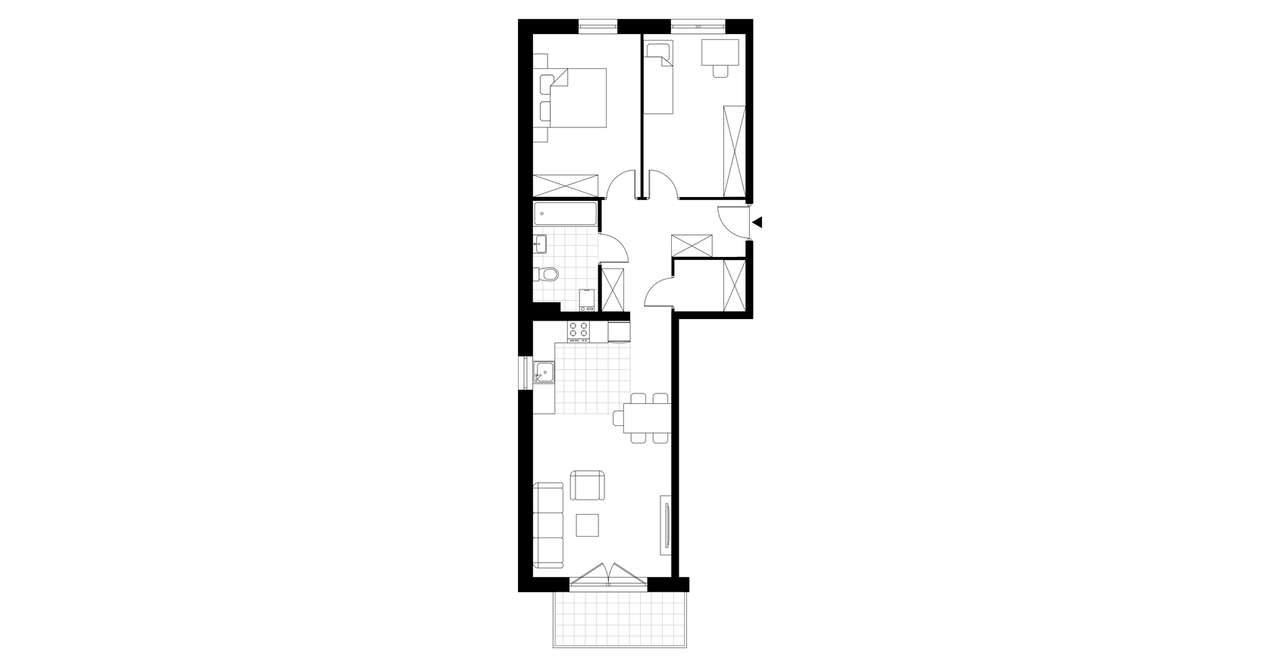 3-pokojowe mieszkanie 68m2 + balkon - Pełny obrazek: 3/8