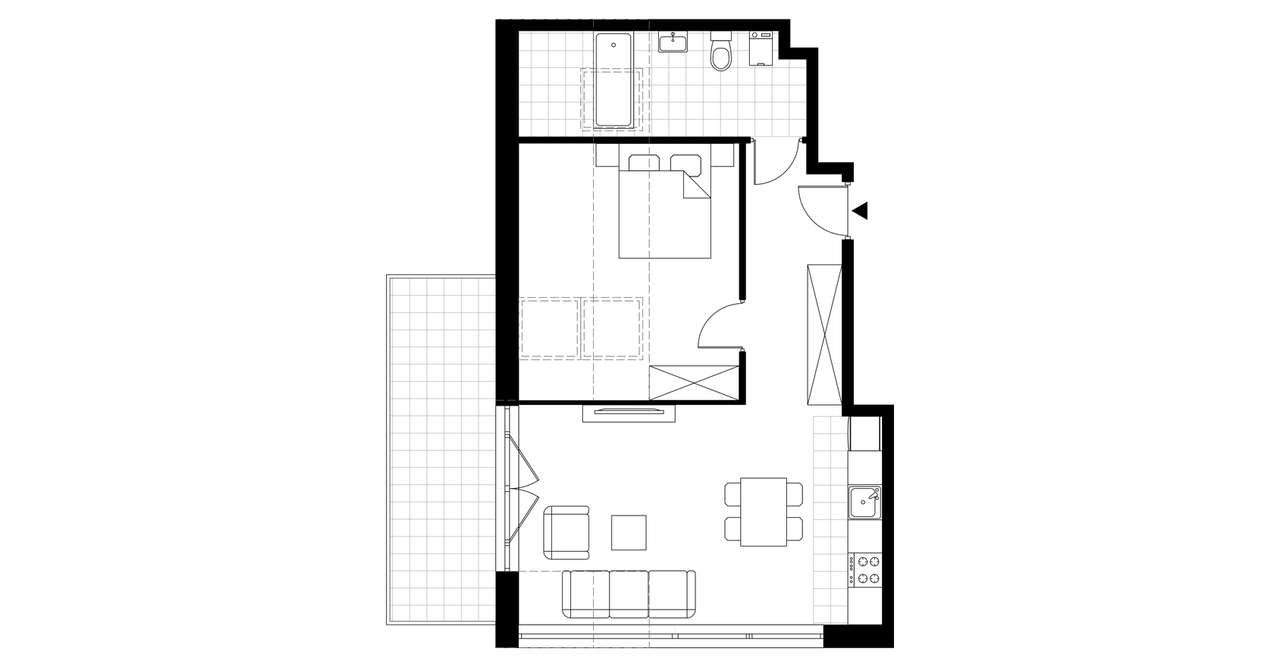 2-pokojowe mieszkanie 42m2 + balkon - Pełny obrazek: 3/8