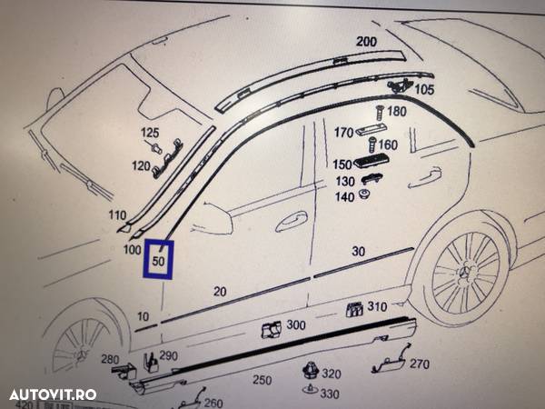 Ornament cromat geam Mercedes Benz W212 E220 CDI Avangarde - 2