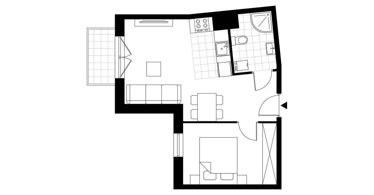 2-pokojowe mieszkanie 36m2 + balkon Bezpośrednio - Pełny obrazek: 3/6
