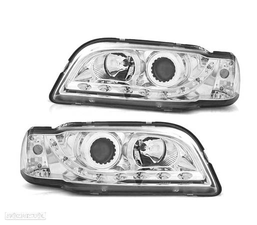 FARÓIS OPTICAS PARA VOLVO S40 V40 96-00 LUZ DIURNA CROMADOS - 2