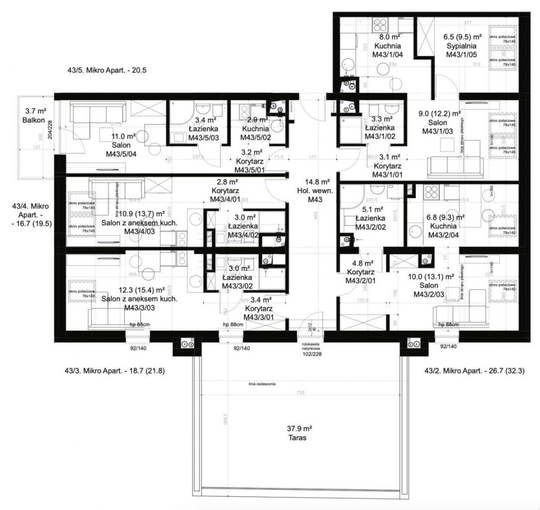 Gotowiec inwestycyjny * 5 mieszkań * taras 40 m2