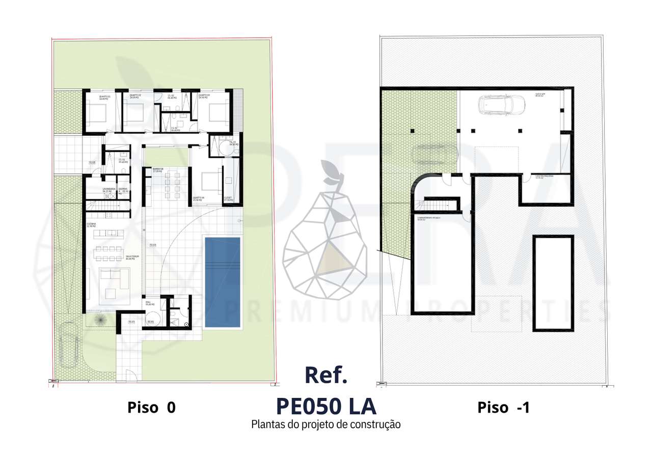 Terreno com projeto de construção de uma Moradia V4 térrea com piscina - Grande imagem: 5/21